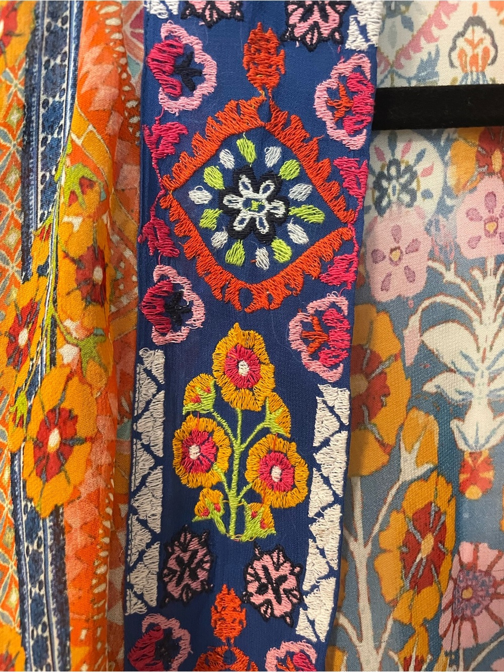 Colorful Bohemian Silk Shawl Top One Size - Picture 4 of 10